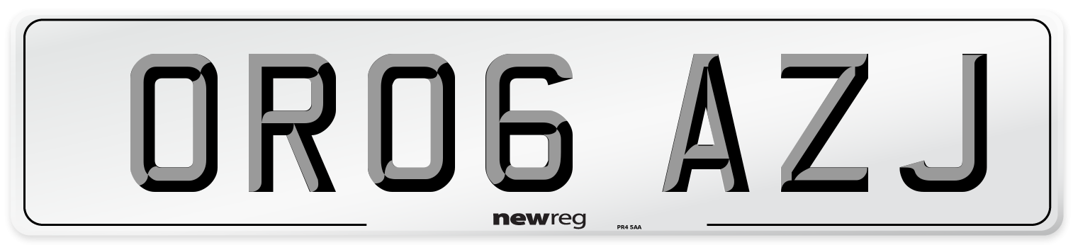 OR06 AZJ Number Plate from New Reg
